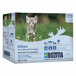 12x85g Bozita falatok szószban Kitten vegyes csomag nedves macskatáp kiscicáknak