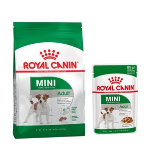 8kg Royal Canin Mini Adult száraz kutyatáp+12x85g nedvestáp ingyen!
