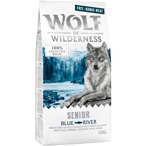 12kg Wolf of Wilderness Senior Blue River szabad tartású csirke & lazac száraz kutyatáp