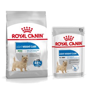 8kg Royal Canin Light Weight Care Mini nedves kutyatáp+12x85g nedvestáp ingyen