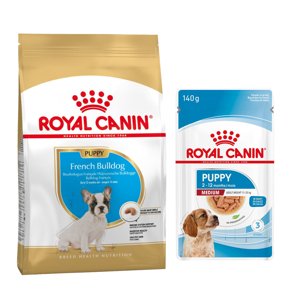 10kg Royal Canin French Bulldog Puppy száraz kutyatáp+10x140g Medium nedvestáp ingyen