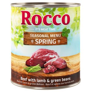 24x800g Rocco tavaszi menü bárány & zöldbab nedves kutyatáp dupla zooPontért