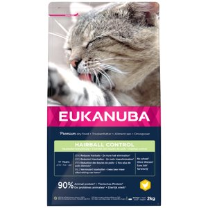 2kg Eukanuba Hairball Control Adult száraz macskatáp 15% árengedménnyel