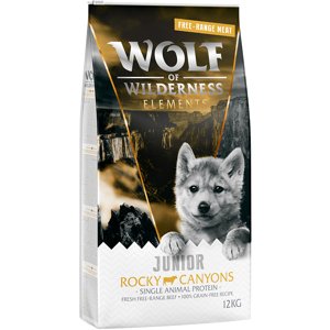 12kg Wolf of Wilderness JUNIOR "Rocky Canyons" - szabadtartású marha, gabonamentes száraz kutyatáp