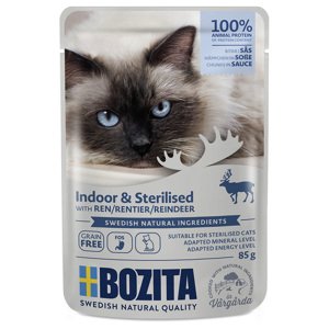 12x85g Bozita falatok szószban Indoor & Sterilised nedves Rénszarvas macskatáp