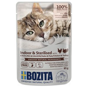 12x85g Bozita falatok szószban Indoor & Sterilised nedves Szárnyas macskatáp