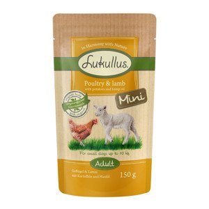 24x150g Lukullus Naturkost Adult Mini gabomanetses gazdaságos csomag nedves kutyatáp - Szárnyas & bárány