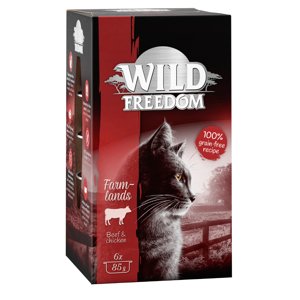 12x85g Wild Freedom Adult Farmlands - marha & csirke tálcás nedves macskatáp 20% árengedménnyel