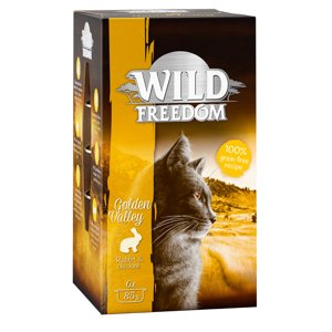 12x85g Wild Freedom Adult Golden Valley - nyúl & csirke tálcás nedves macskatáp 20% árengedménnyel