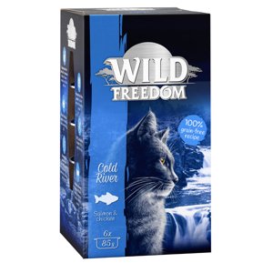 12x85g Wild Freedom Adult Cold River - tőkehal & csirke tálcás nedves macskatáp 20% árengedménnyel