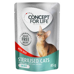 24x85g Concept for Life Sterilised Cats marha - szószban gabonamentes nedves macskatáp