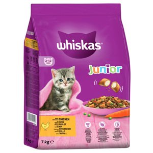 4x7kg Whiskas Junior csirke száraz macskatáp 24+4 kg ingyen