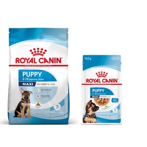 15kg Royal Canin Maxi Puppy száraz kutyatáp+10x140g nedves kutyatáp ingyen