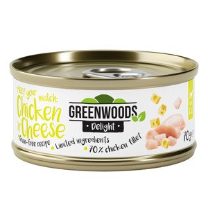 48x70g Greenwoods Delight csirkefilé & sajt nedves macskatáp