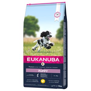 15kg Eukanuba Puppy Medium Breed csirke száraz kutyatáp 10% árengedménnyel
