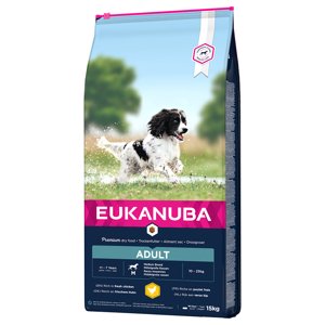 15kg Eukanuba Adult Medium Breed csirke száraz kutyatáp 10% árengedménnyel