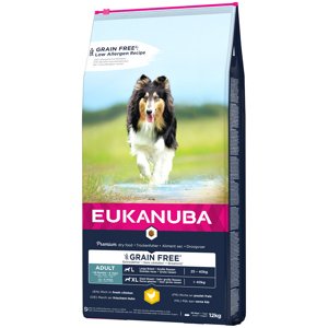 12kg Eukanuba Grain Free Adult Large Breed csirke száraz kutyatáp 15% árengedménnyel