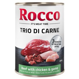 6x400g Rocco Classic Trio di Carne Marha, csirke & vad nedves kutyatáp