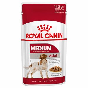 40x140g Royal Canin Medium Adult szószban nedves kutyatáp 3+1 tálca ingyen