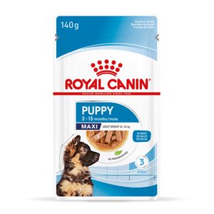 40x140g Royal Canin Maxi Puppy szószban nedves kutyatáp 3+1 tálca ingyen