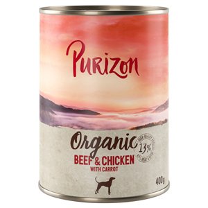 6x400g Purizon Organic  mrha, csirke & sárgarépa nedves kutyatáp 15% árengedménnyel
