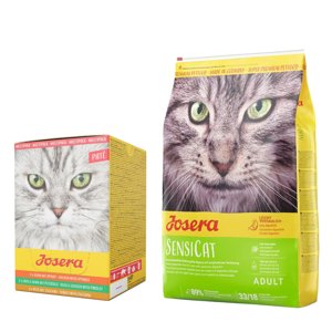 10kg Josera SensiCat száraz macskatáp + 6x85 g Josera Paté nedves macskatáp multipack ingyen