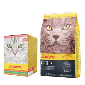 10kg Josera Catelux száraz macskatáp + 6x85 g Josera Paté nedves macskatáp multipack ingyen