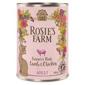 12x400g Rosie's Farm Adult bárány & csirke nedves macskatáp 10% árengedménnyel