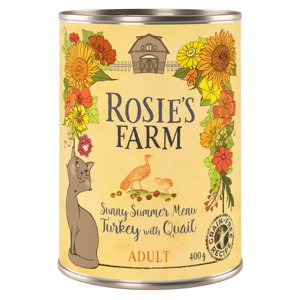 12x400g Rosie's Farm Speciális kiadás: Adult pulyka & fürjtojás nedves macskatáp 10% árengedménnyel