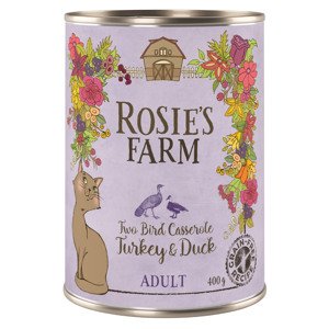 12x400g Rosie's Farm Adult pulyka & kacsa nedves macskatáp 10% árengedménnyel