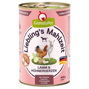 6x400g Granatapet Liebling's Mahlzeit Bárány & csirkeszív nedves kutyatáp