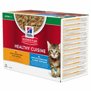 12x80g 9+3 ingyen! Hill's Science Plan Kitten Healthy Cuisine csirke & óceáni hal  nedves macskatáp