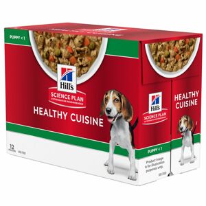 12x90g 9+3 ingyen! Hill's Science Plan Canine Puppy Medium & Large Healthy Cuisine csirke nedves kutyatáp
