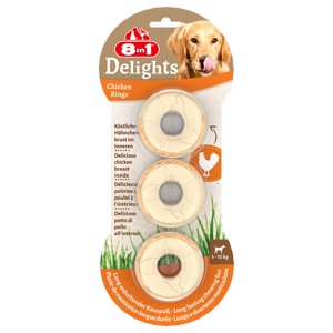 3db (119g) 8in1 Delights csirke rágógyűrű kutyasnack 15 % árengedménnyel
