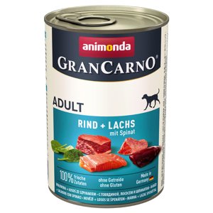 6x400g Animonda GranCarno Original Adult marha, lazac & spenót nedves kutyatáp 5+1 ingyen