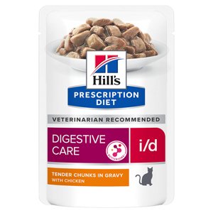 12x85g10 + 2 ingyen! Hill’s Prescription Diet nedves macskatáp - i/d Digestive Care csirke