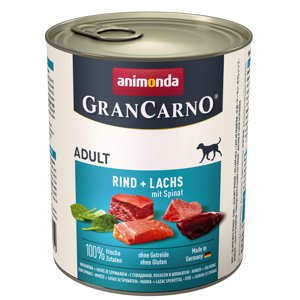 24x800g Animonda GranCarno Original  Adult: marha, lazac & spenót nedves kutyatáp 20+4 ingyen akcióban