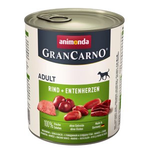 24x800g Animonda GranCarno Original Adult: marha & kacsaszív nedves kutyatáp 20+4 ingyen akcióban