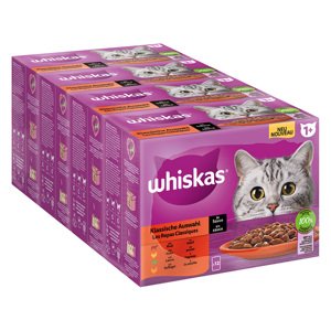 48x85g Whiskas Adult klasszikus válogatás szószban nedves macskatáp 36+12 ingyen