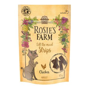 5x45 g Rosie's Farm "Strips" csirke macskasnack 4 + 1 ingyen akcióban