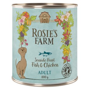 6x800g Rosie's Farm Adult Hal & csirke nedves kutyatáp 5+1 ingyen akcióban