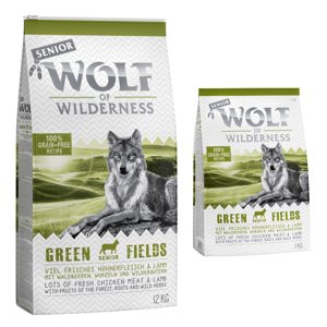 14kg Wolf of Wilderness SENIOR Green Fields bárány száraz kutyatáp 12+2 ingyen