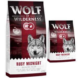 14kg Wolf of Wilderness Adult Ruby Midnight marha & nyúl száraz kutyatáp 12+2 ingyen