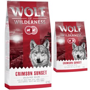 14kg Wolf of Wilderness  Adult Crimson Sunset bárány & kecske száraz kutyatáp 12+2 ingyen