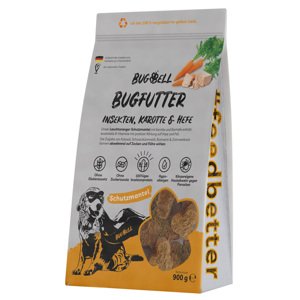 4x900g BugBell BugFutter rovar, sárgarépa & élesztő száraz eledel kutyáknak