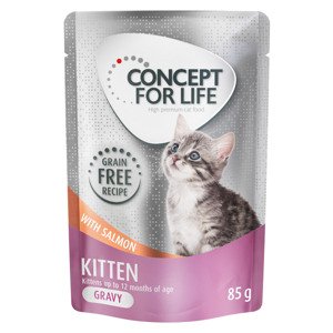 48x85g Concept for Life gabonamentes  Kitten lazac szószban nedves macskatáp 40+8 ingyen