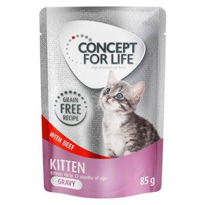 48x85g Concept for Life gabonamentes Kitten marha szószban nedves macskatáp 40+8 ingyen