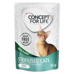 48x85g Concept for Life gabonamentes Sterilised Cats nyúl sszpikban nedves macskatáp 40+8 ingyen