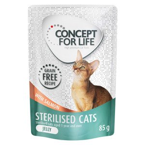 48x85g Concept for Life gabonamentes Sterilised Cats lazac aszpikban nedves macskatáp 40+8 ingyen