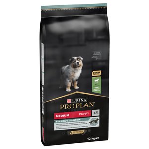 12kg PURINA PRO PLAN  Medium Puppy Sensitive Digestion bárány & rizs száraz kutyatáp 10+2 kg ingyen